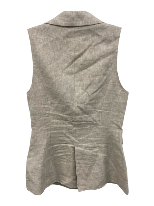 Reformation Size S Beige Linen Sleeveless Button Front Flap Pockets Vest Beige / S