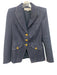Veronica Beard Size 4 Dark Wash Cotton Blend Denim Shoulder Pads Blazer Jacket Dark Wash / 4