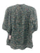 Trovata Birds of Paradis Size XS Teal Blue & Pink Ramie Blend V Neck Floral Top Teal Blue & Pink / XS