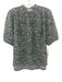 Trovata Birds of Paradis Size XS Teal Blue & Pink Ramie Blend V Neck Floral Top Teal Blue & Pink / XS