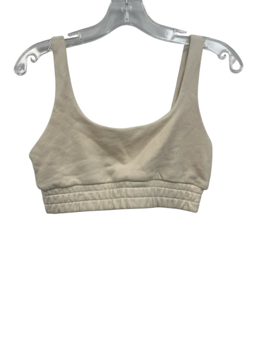Daily Drills Size S Cream White Cotton Elastic Band Scoop Neck Sweat sports bra Cream White / S