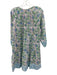 SZ Block Prints Size M White, Green & Blue Cotton Floral 3/4 Sleeve Dress White, Green & Blue / M