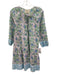 SZ Block Prints Size M White, Green & Blue Cotton Floral 3/4 Sleeve Dress White, Green & Blue / M