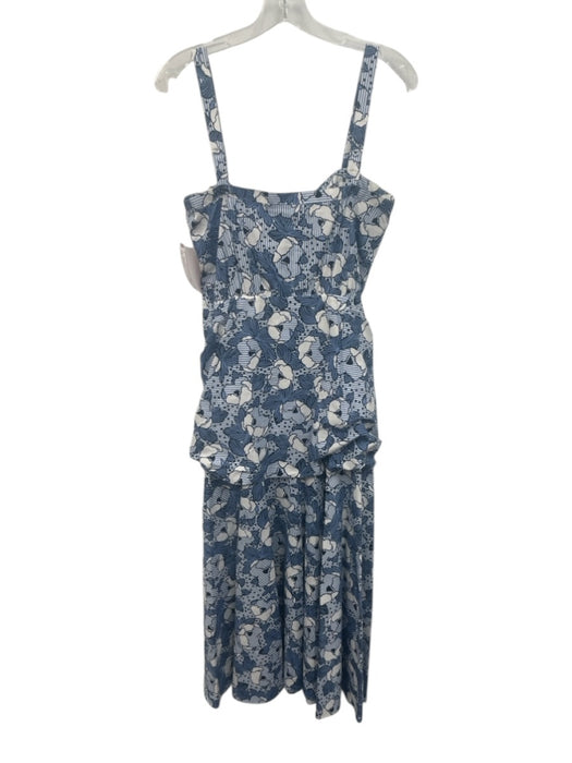 Veronica Beard Size 6 Blue, White & Navy Cotton Floral Stripe Button Front Dress Blue, White & Navy / 6