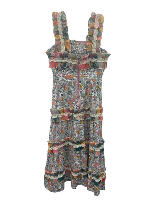 Celia B Size XS Black, White & Multi Cotton Blend Floral Doodle Print Dress Black, White & Multi / XS