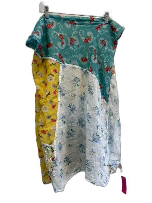 Loveshackfancy Blue, White & Multi Cotton Floral Patchwork Rectangle Shawl scarf Blue, White & Multi / One Size