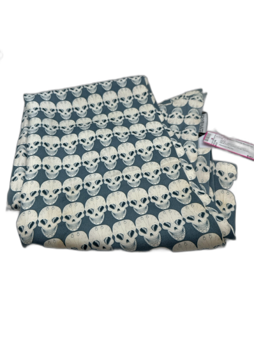 Thomas Wylde Slate Teal & Cream Silk Skull Print Shawl Wrap scarf Slate Teal & Cream