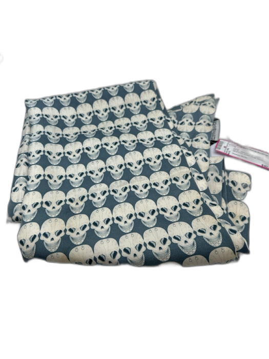 Thomas Wylde Slate Teal & Cream Silk Skull Print Shawl Wrap scarf Slate Teal & Cream