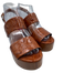 Clergerie Shoe Size 36.5 Cognac Brown Leather Upper Croc Embossed Sandals Cognac Brown / 36.5