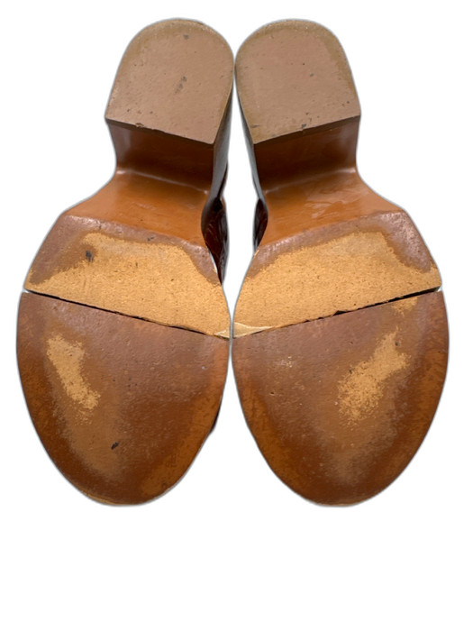Clergerie Shoe Size 36.5 Cognac Brown Leather Upper Croc Embossed Sandals Cognac Brown / 36.5