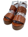 Clergerie Shoe Size 36.5 Cognac Brown Leather Upper Croc Embossed Sandals Cognac Brown / 36.5