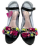 Loeffler Randall Shoe Size 8.5 Black & Multi Leather Upper Floral Fringe Sandals Black & Multi / 8.5