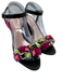 Loeffler Randall Shoe Size 8.5 Black & Multi Leather Upper Floral Fringe Sandals Black & Multi / 8.5