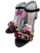 Loeffler Randall Shoe Size 8.5 Black & Multi Leather Upper Floral Fringe Sandals Black & Multi / 8.5