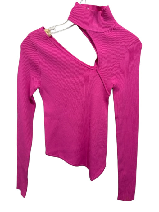 Cult Gaia Size XS Bubblegum Pink Rayon Blend Ribbed Long Sleeve Cut Out Top Bubblegum Pink / XS