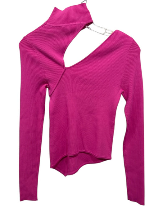 Cult Gaia Size XS Bubblegum Pink Rayon Blend Ribbed Long Sleeve Cut Out Top Bubblegum Pink / XS