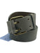 Closed Gray Green Leather Double Pronged Buckle Belts Gray Green / 85