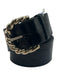 & Other Stories Black Leather Gold Tone Hardware Croc Embossed Twist Belts Black / M