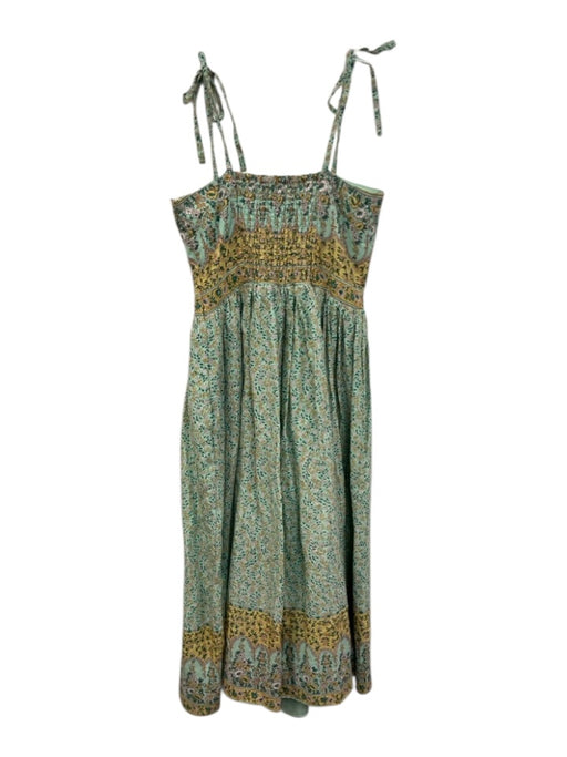 Loeffler Randall Size S Green, Yellow, White Ramie Sleeveless Tie Shoulder Dress Green, Yellow, White / S