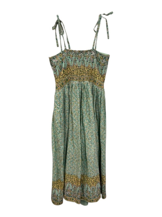 Loeffler Randall Size S Green, Yellow, White Ramie Sleeveless Tie Shoulder Dress Green, Yellow, White / S