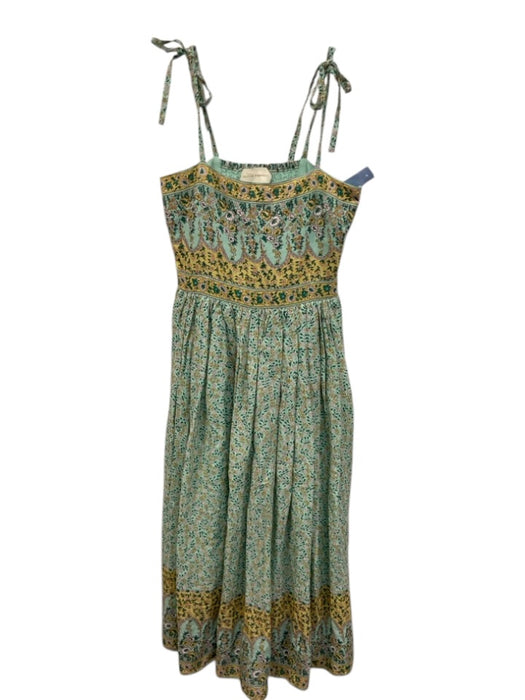 Loeffler Randall Size S Green, Yellow, White Ramie Sleeveless Tie Shoulder Dress Green, Yellow, White / S