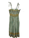Loeffler Randall Size S Green, Yellow, White Ramie Sleeveless Tie Shoulder Dress Green, Yellow, White / S