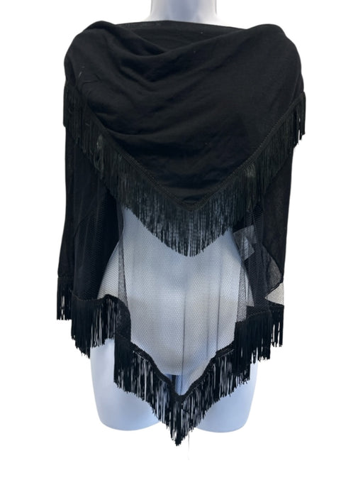 Toga Pulla Black Viscose Blend Fishnet Fringe scarf Black / One Size