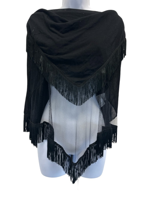 Toga Pulla Black Viscose Blend Fishnet Fringe scarf Black / One Size