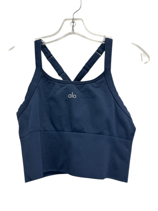 Alo Yoga Size M Blue Nylon Blend Ribbed Adjustable Racerback sports bra Blue / M