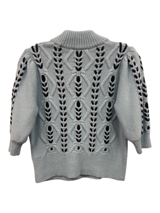 Rails Size S Light Blue & Black Cotton Blend Cable Knit Short Sleeve Sweater Light Blue & Black / S