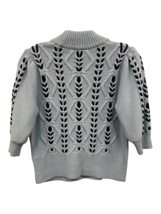 Rails Size S Light Blue & Black Cotton Blend Cable Knit Short Sleeve Sweater Light Blue & Black / S