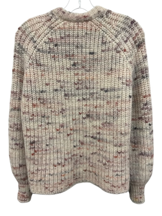 Sezane Size XS Cream, Pink, Gray Alpaca Blend Chunky Knit High Neck Cardigan Cream, Pink, Gray / XS