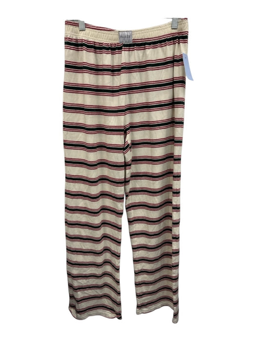 Parke Size S Cream, Red, Green Cotton Stripe Elastic Waist Wide Leg Pants Cream, Red, Green / S