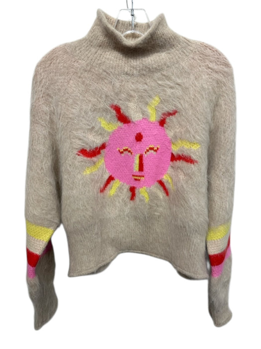 Celia B Size XS Beige, Yellow & Pink Alpaca Blend Fuzzy Turtleneck Sweater Beige, Yellow & Pink / XS