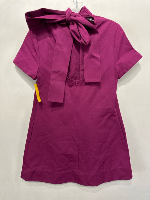Staud Size M Purple Cotton Blend Short Sleeve neck tie A Line Above Knee Dress