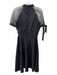 Carlie Carson Size 6 Black Polyester Sheer Sleeves Short Sleeve A-Line Dress Black / 6