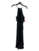 Calypso Size M Black Silk Velvet Stripe Tie Neck Maxi Dress Black / M