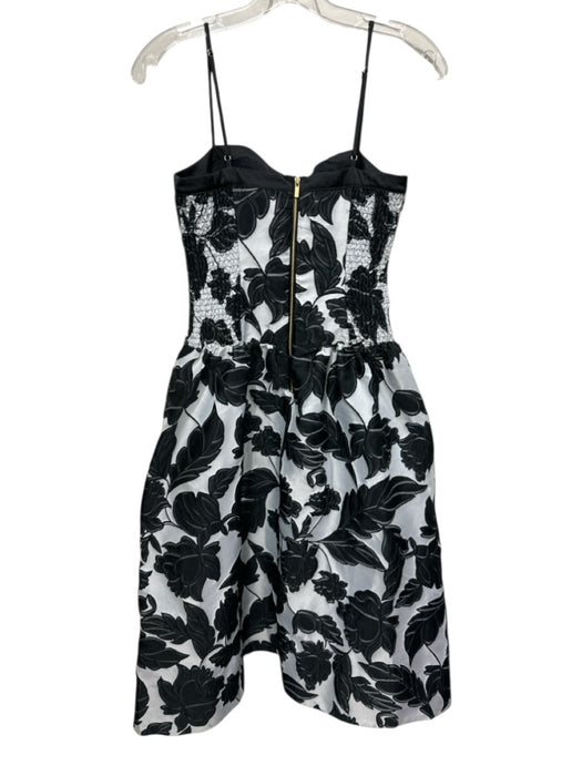 Maeve Size XS Black & White Polyester Botanical Spaghetti Strap Paneled Dress Black & White / XS