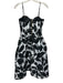 Maeve Size XS Black & White Polyester Botanical Spaghetti Strap Paneled Dress Black & White / XS