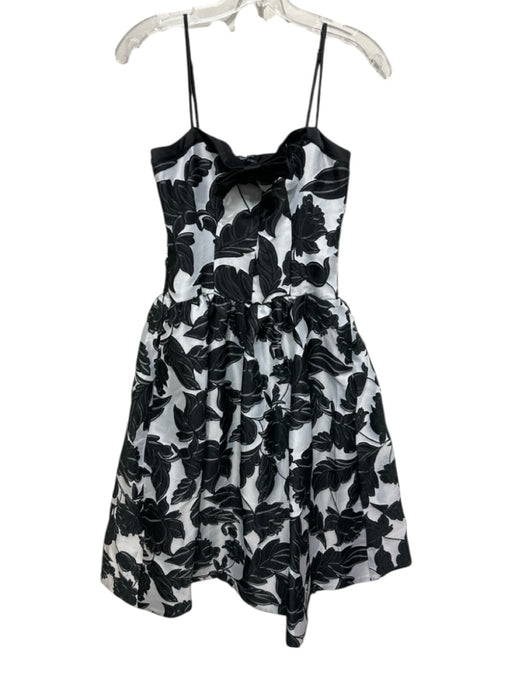 Maeve Size XS Black & White Polyester Botanical Spaghetti Strap Paneled Dress Black & White / XS