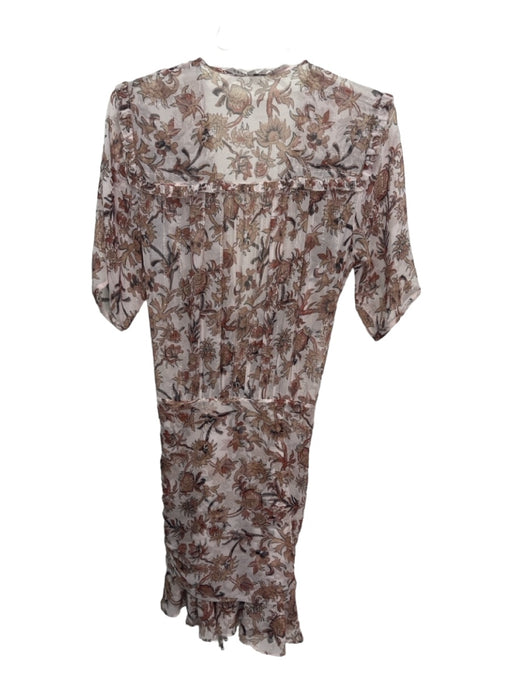 Veronica Beard Size 4 Blush & Brown Silk Metallic Thread Botanical Sheer Dress Blush & Brown / 4