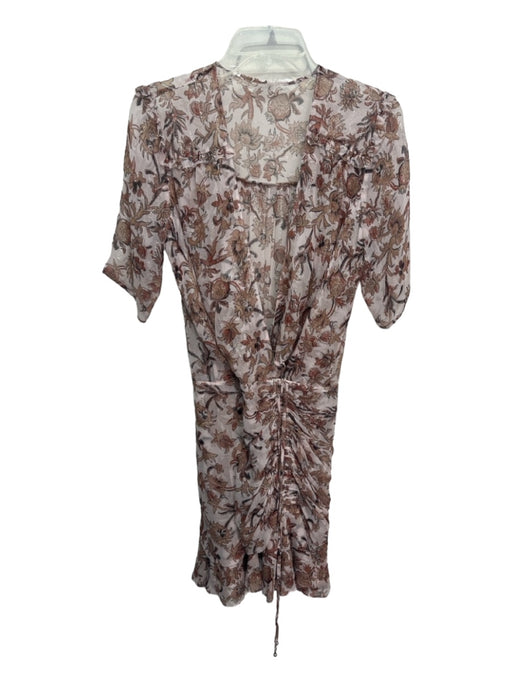 Veronica Beard Size 4 Blush & Brown Silk Metallic Thread Botanical Sheer Dress Blush & Brown / 4