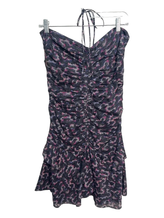 Isabel Etoile Marant Size 38 Black & Multi Cotton Back Zip Halter Ruched Dress Black & Multi / 38