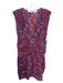 IRO Size 38 Red & Multi Silk Pleated Floral V Neck Sleeveless Dress Red & Multi / 38