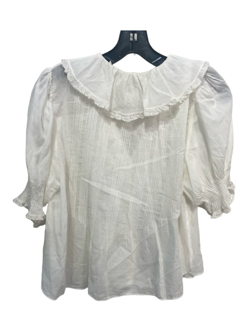 Doen Size S White Cotton Lace Detail Button Up Top White / S