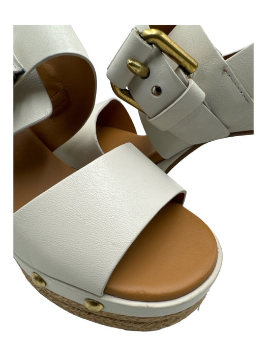 See By Chloe Shoe Size 38 White Leather Stacked Block Heel Buckle Detail Sandals White / 38