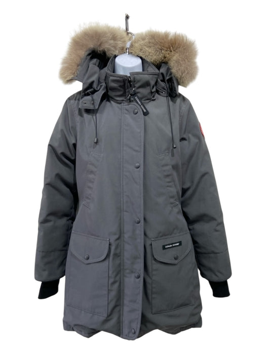 Canada Goose Size S Gray Poly Blend Puffer Long Line Fur Hood Coat Gray / S