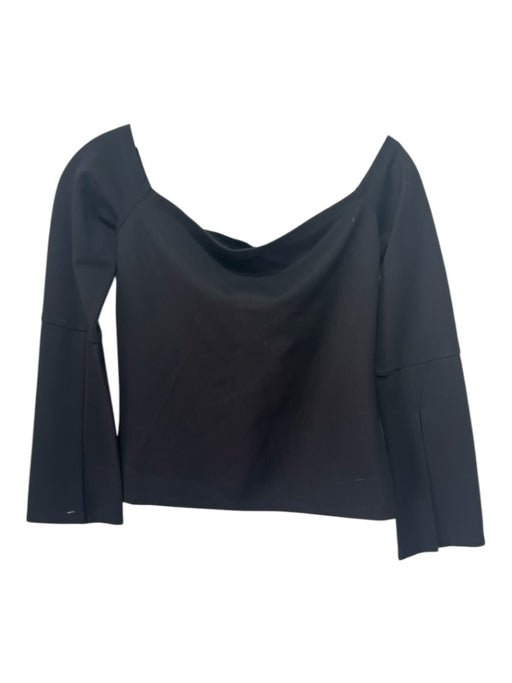 Alexis Size S Black Cotton Blend Boat Neck Top Black / S