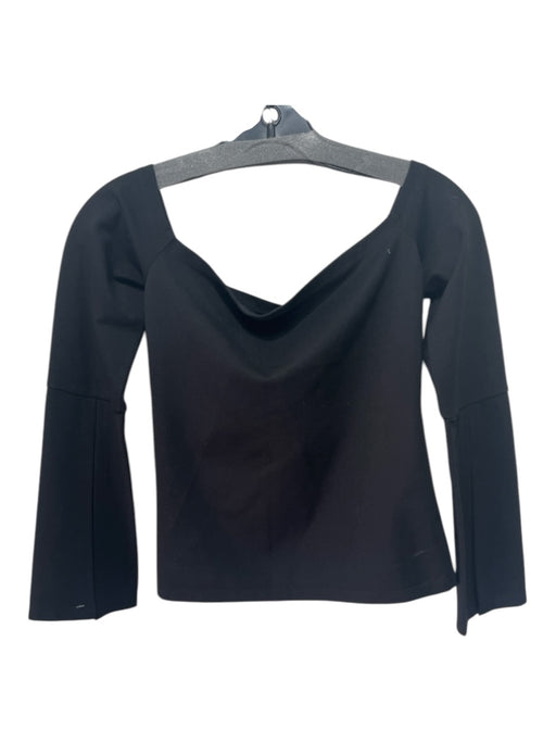 Alexis Size S Black Cotton Blend Boat Neck Top Black / S