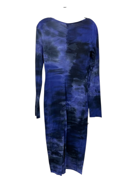 Raquel Allegra Size S Blue & Black Cotton Tye Dye Maxi Long Sleeve Dress Blue & Black / S